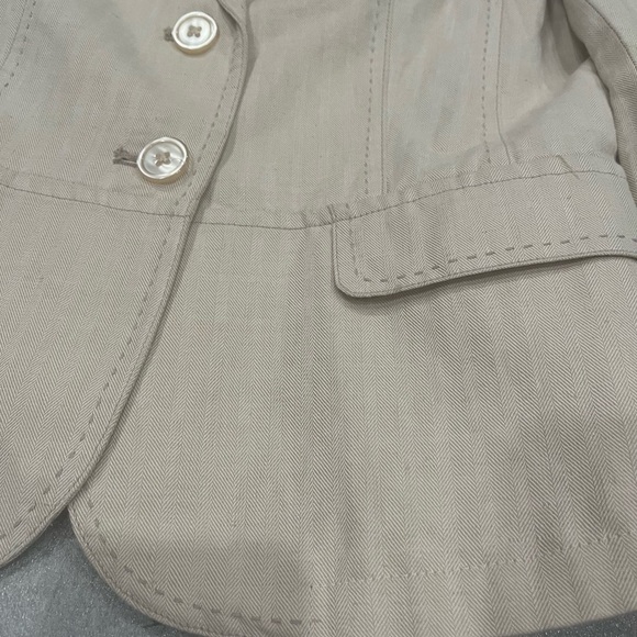 [40/US S/M]WMN Cream Linen Blend Summer/Spring Blazer Single Breast 2 Button - Picture 2 of 13